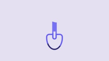 Blue Shovel toy icon isolated on purple background. 4K Video motion graphic animation.