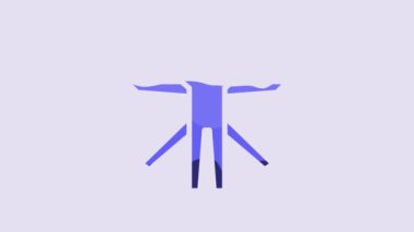 Blue Vitruvian Man by Leonardo Da Vinci icon isolated on purple background. Human anatomy. 4K Video motion graphic animation.