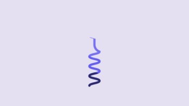 Blue Wine corkscrew icon isolated on purple background. 4K Video motion graphic animation.