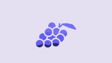 Blue Grape fruit icon isolated on purple background. 4K Video motion graphic animation.
