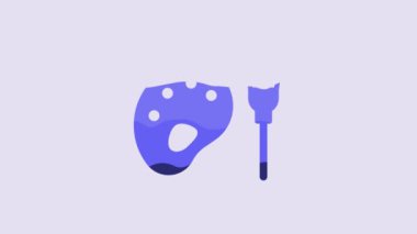 Blue Paint brush with palette icon isolated on purple background. 4K Video motion graphic animation.