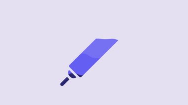 Blue Rolling pin icon isolated on purple background. 4K Video motion graphic animation.