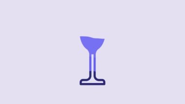 Blue Wine glass icon isolated on purple background. Wineglass icon. Goblet symbol. Glassware sign. Happy Easter. 4K Video motion graphic animation.