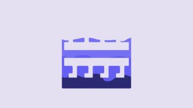 Blue Ancient Greek pattern icon isolated on purple background. 4K Video motion graphic animation.