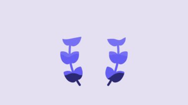 Blue Laurel wreath icon isolated on purple background. Triumph symbol. 4K Video motion graphic animation.