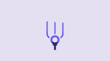 Blue Neptune Trident icon isolated on purple background. 4K Video motion graphic animation.