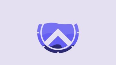 Blue Greek shield with greek ornament icon isolated on purple background. 4K Video motion graphic animation.
