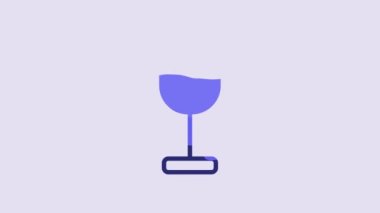 Blue Wine glass icon isolated on purple background. Wineglass icon. Goblet symbol. Glassware sign. Happy Easter. 4K Video motion graphic animation.