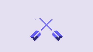 Blue Crossed arrows icon isolated on purple background. 4K Video motion graphic animation.