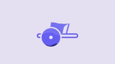 Blue Ancient Greece chariot icon isolated on purple background. 4K Video motion graphic animation.