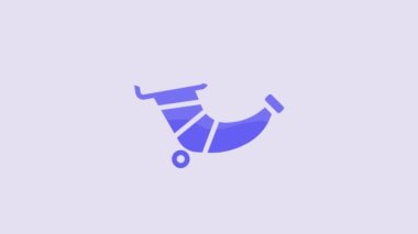 Blue Hunting horn icon isolated on purple background. 4K Video motion graphic animation.