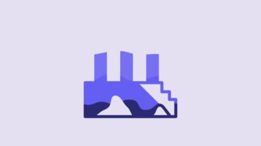 Blue Parthenon from Athens, Acropolis, Greece icon isolated on purple background. Greek ancient national landmark. 4K Video motion graphic animation.