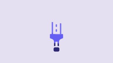 Blue Medieval sword icon isolated on purple background. Medieval weapon. 4K Video motion graphic animation.