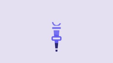 Blue Torch flame icon isolated on purple background. Symbol fire hot, flame power, flaming and heat. 4K Video motion graphic animation.