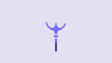 Blue Neptune Trident icon isolated on purple background. 4K Video motion graphic animation.