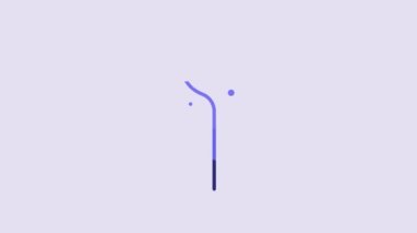Blue Magic staff icon isolated on purple background. Magic wand, scepter, stick, rod. 4K Video motion graphic animation.