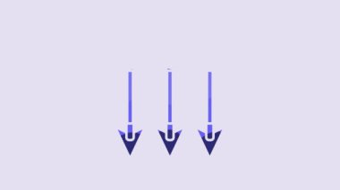 Blue Crossed arrows icon isolated on purple background. 4K Video motion graphic animation.
