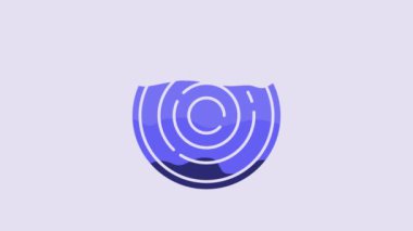 Blue Checker game chips icon isolated on purple background. 4K Video motion graphic animation.