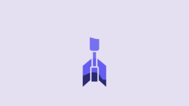 Blue Dart arrow icon isolated on purple background. 4K Video motion graphic animation.