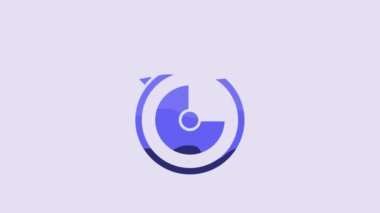 Blue Stopwatch icon isolated on purple background. Time timer sign. Chronometer sign. 4K Video motion graphic animation.