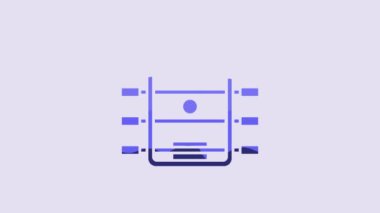 Blue Hockey table icon isolated on purple background. Football table. 4K Video motion graphic animation.
