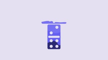 Blue Domino icon isolated on purple background. 4K Video motion graphic animation.