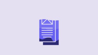 Blue Browser window icon isolated on purple background. 4K Video motion graphic animation.