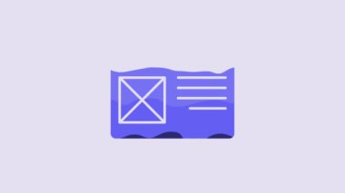 Blue Browser window icon isolated on purple background. 4K Video motion graphic animation.