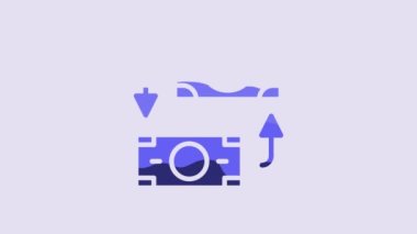 Blue Money exchange icon isolated on purple background. Cash transfer symbol. Banking currency sign. 4K Video motion graphic animation.