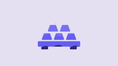 Blue Gold bars icon isolated on purple background. Banking business concept. 4K Video motion graphic animation.
