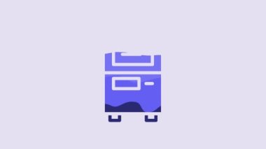 Blue ATM - Automated teller machine icon isolated on purple background. 4K Video motion graphic animation.