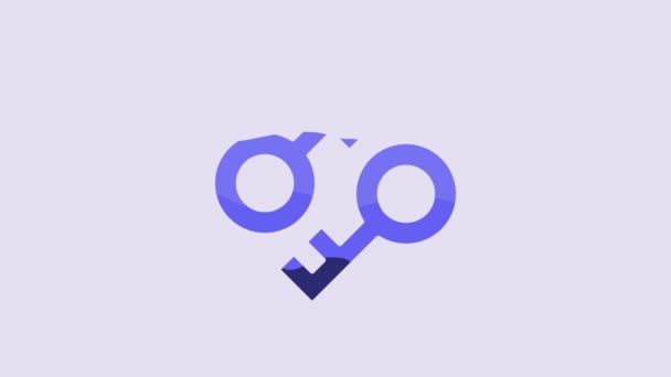 Blue Cryptocurrency Key Icon Isolated Purple Background Concept Cyber Security — Video Stock