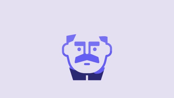 紫色の背景に孤立したジョセフ スターリンのアイコンの青の肖像 4Kビデオモーショングラフィックアニメーション — ストック動画