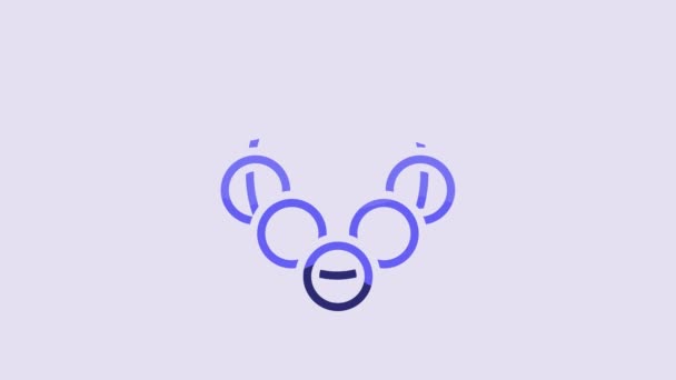 Blue Russian Bagels Rope Icon Isolated Purple Background Video Motion — 图库视频影像