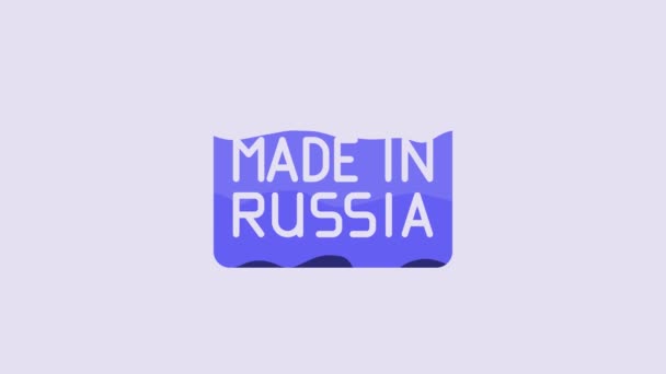 Icona Blu Made Russia Isolata Sfondo Viola Animazione Grafica Video — Video Stock