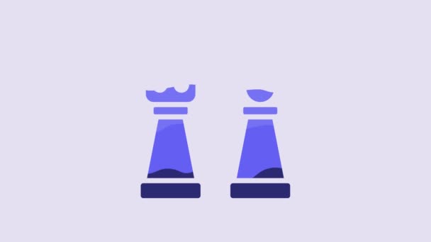 Blue Chess Ikonen Isolerad Lila Bakgrund Affärsstrategi Spel Förvaltning Finans — Stockvideo