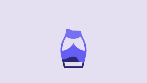 Blue Russian Doll Matryoshka Icon Isolated Purple Background Video Motion — Vídeos de Stock
