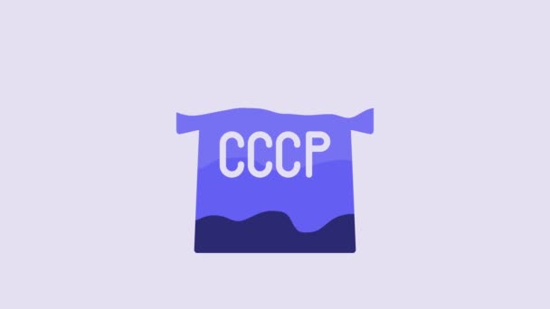 Blue Ussr Shirt Icon Isolated Purple Background Video Motion Graphic — Video Stock