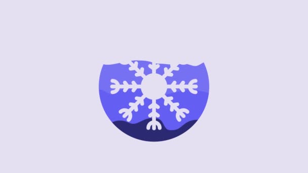 Icono Copo Nieve Azul Aislado Sobre Fondo Morado Animación Gráfica — Vídeos de Stock