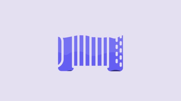 Blue Musical Instrument Accordion Icon Isolated Purple Background Classical Bayan — Stock videók