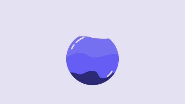Ikona Blue Kettlebell Izolovaná Fialovém Pozadí Sportovní Vybavení Grafická Animace — Stock video