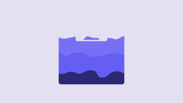 Niebieska Łazienka Łuski Ikona Izolowane Fioletowym Tle Sprzęt Pomiaru Wagi — Wideo stockowe