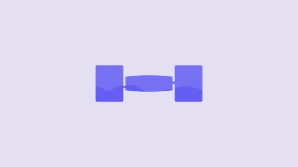 Blue Dumbbell Icon Isolated Purple Background Muscle Lifting Icon Fitness — Vídeo de stock