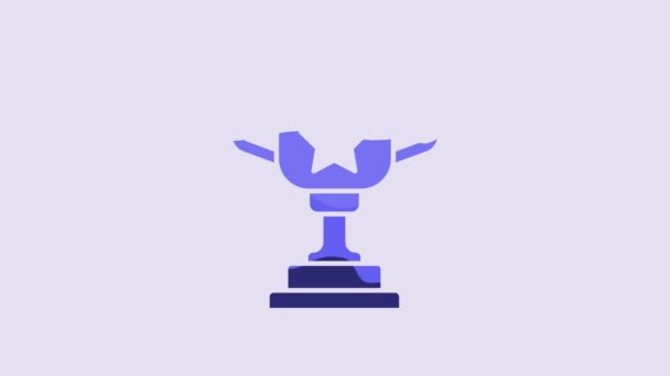 Blue Award Cup Pictogram Geïsoleerd Paarse Achtergrond Winnaar Trofee Symbool — Stockvideo