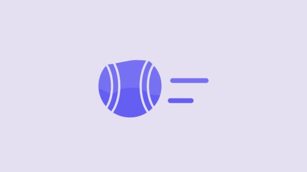 Icono Pelota Tenis Azul Aislado Sobre Fondo Púrpura Equipamiento Deportivo — Vídeos de Stock
