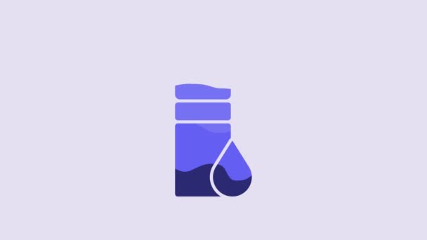 Blue Fitness Shaker Icon Isolated Purple Background Sports Shaker Bottle — Stock video