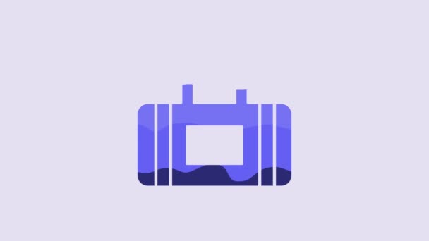 Піктограма Синього Спортивного Мішка Ізольована Фіолетовому Фоні Відео Рух Графічна — стокове відео