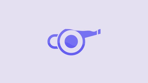 Icono Silbato Azul Aislado Sobre Fondo Púrpura Símbolo Árbitro Señal — Vídeos de Stock