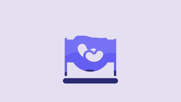 Blue Beans Can Icon Isolated Purple Background Video Motion Graphic — Vídeo de stock