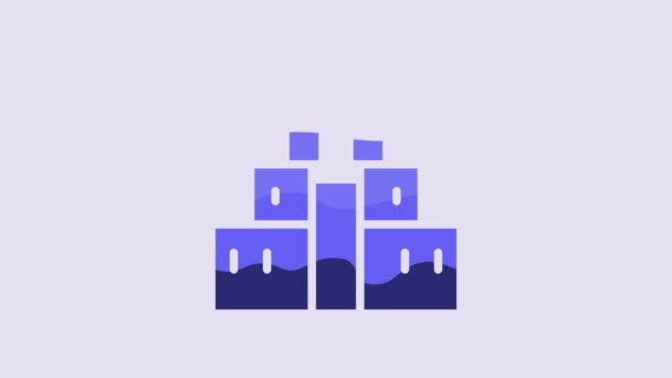Блакитний Чічен Іца Іконі Майя Ізольований Фіолетовому Фоні Стародавня Піраміда — стокове відео